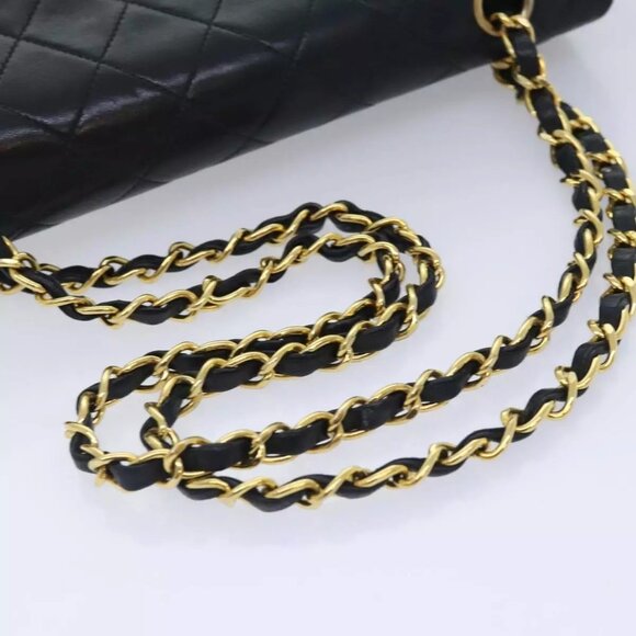 CHANEL Matelasse Turn Lock Chain Shoulder Bag Lamb Skin Black CC Auth yk15263A - Picture 8 of 16